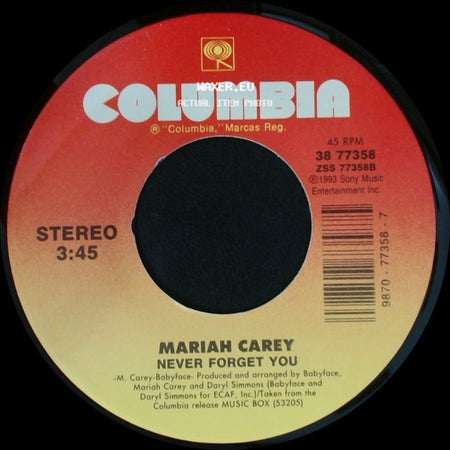 Mariah Carey - Never Forget You / Without You side A