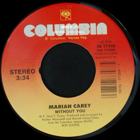 Mariah Carey - Never Forget You / Without You side B