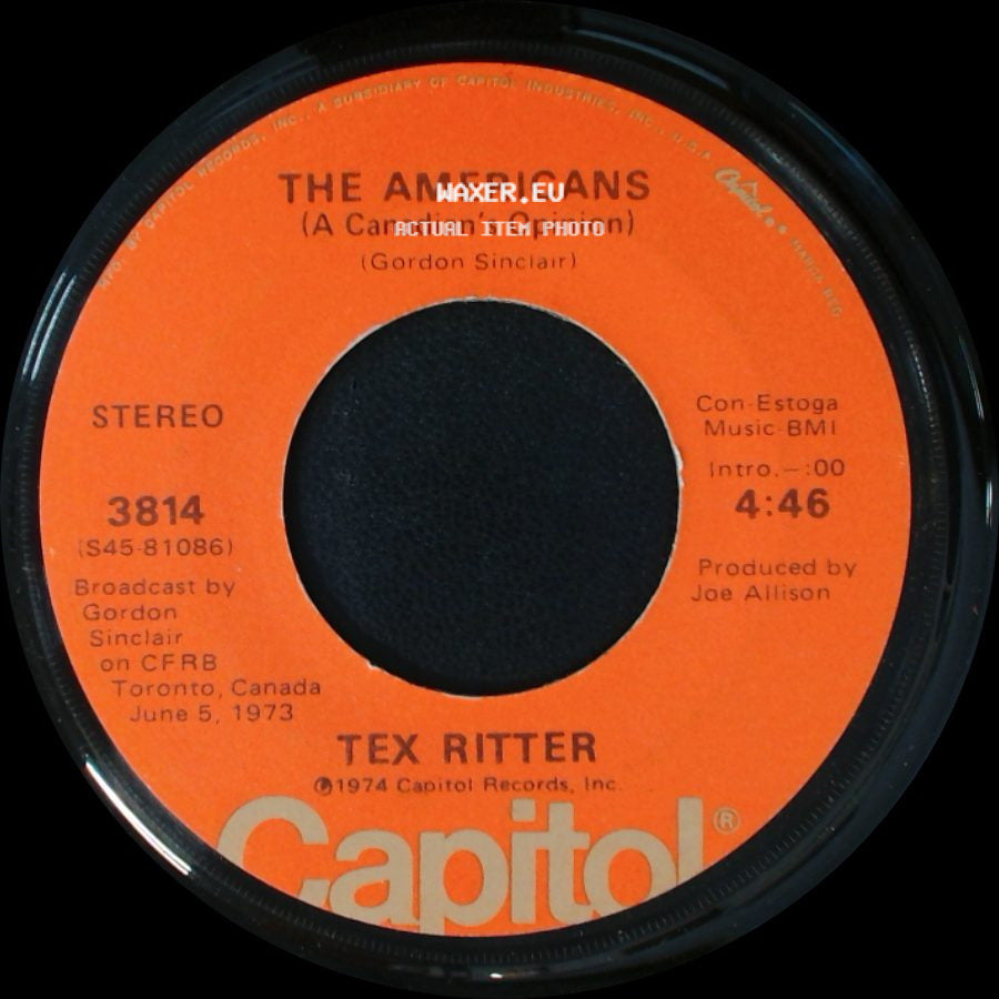 Tex Ritter - He Who Is Without Sin (Let Him Judge Me) / The Americans (A Canadian's Opinion) side B