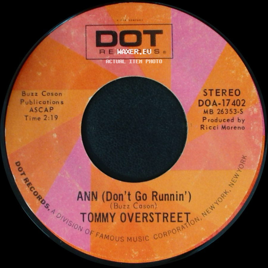 Tommy Overstreet - Within This World Of Mine / Ann (Don't Go Runnin') side B
