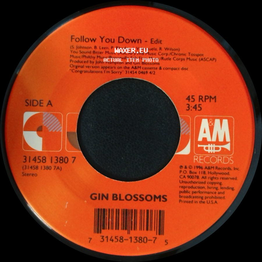 Gin Blossoms - Follow You Down - Edit / Til I Hear It From You - Lp Version side A