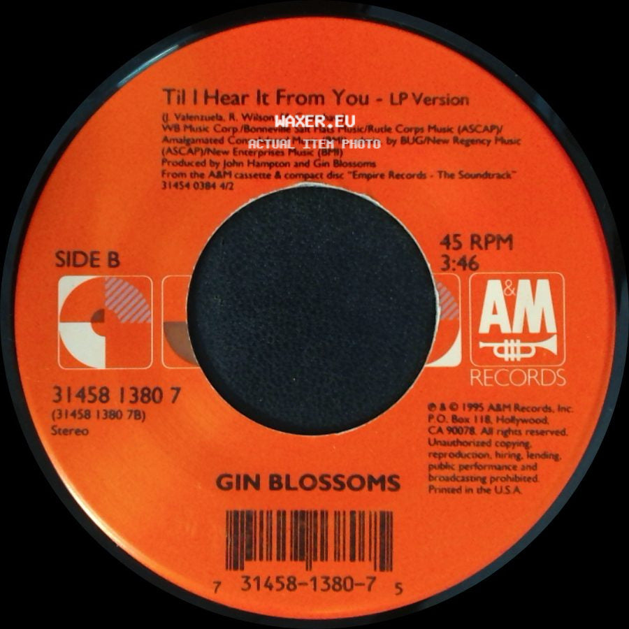 Gin Blossoms - Follow You Down - Edit / Til I Hear It From You - Lp Version side B