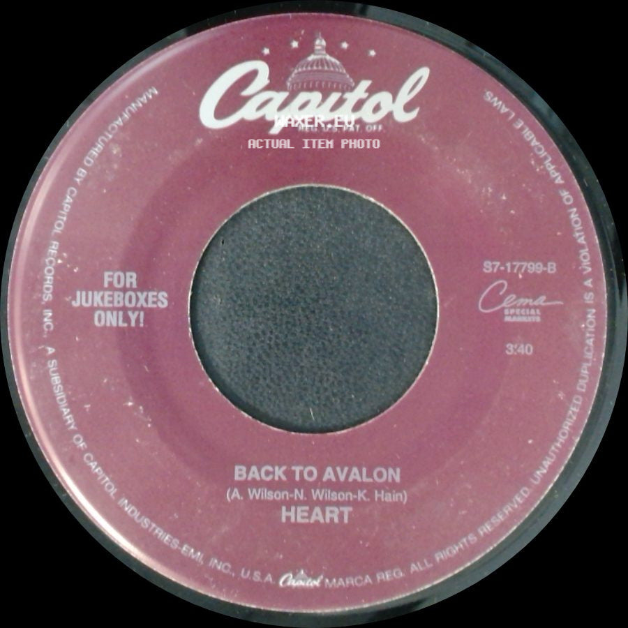 Heart - Back To Avalon / Will You Be There (In The Morning) side A