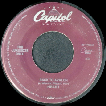 Heart - Back To Avalon / Will You Be There (In The Morning) side A