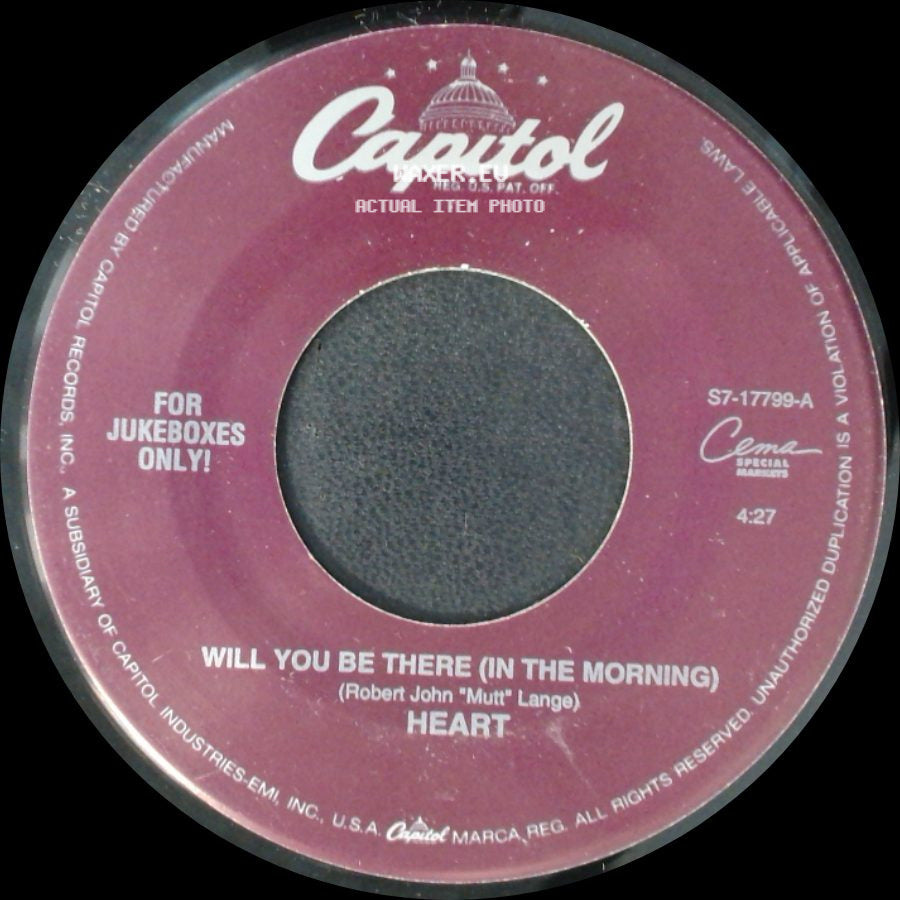 Heart - Back To Avalon / Will You Be There (In The Morning) side B