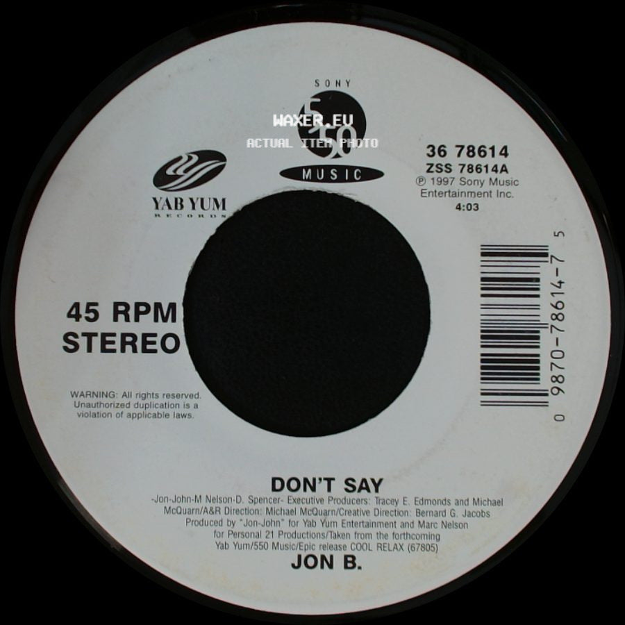 Jon B. - Don't Say / Let U Shine side A