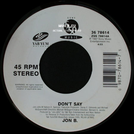 Jon B. - Don't Say / Let U Shine side A