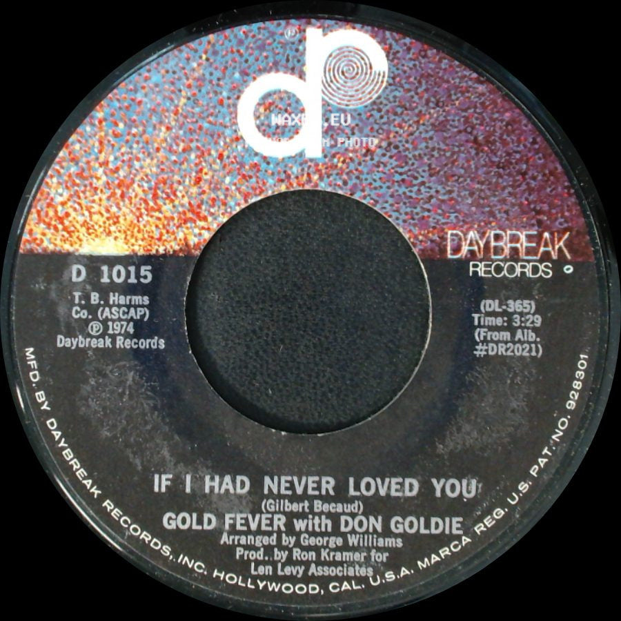Gold Fever With Don Goldie - Eye Level / If I Had Never Loved You side B