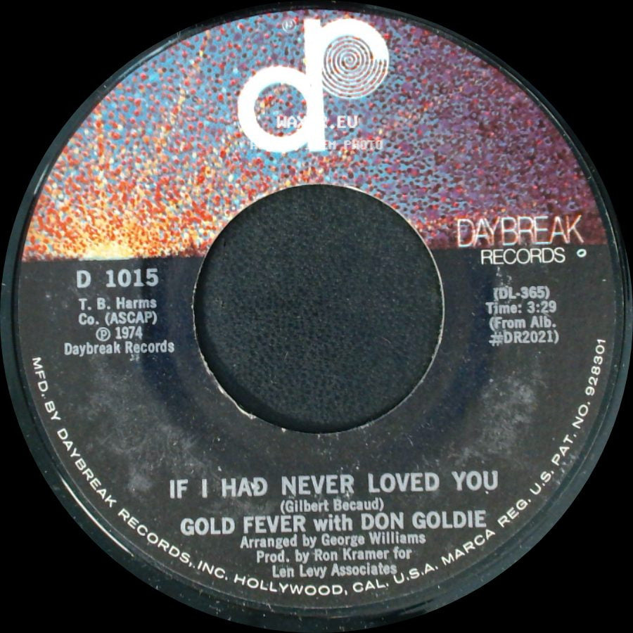 Gold Fever With Don Goldie - Eye Level / If I Had Never Loved You side B