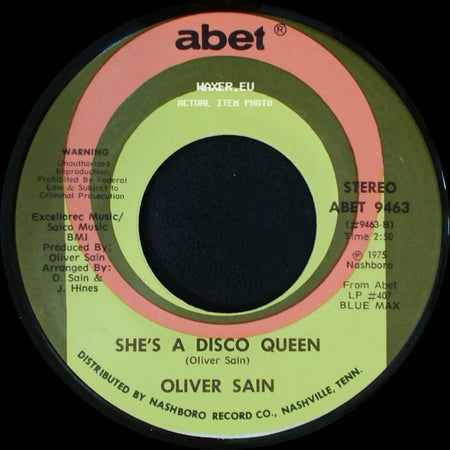 Oliver Sain - Party Hearty / She's A Disco Queen side B