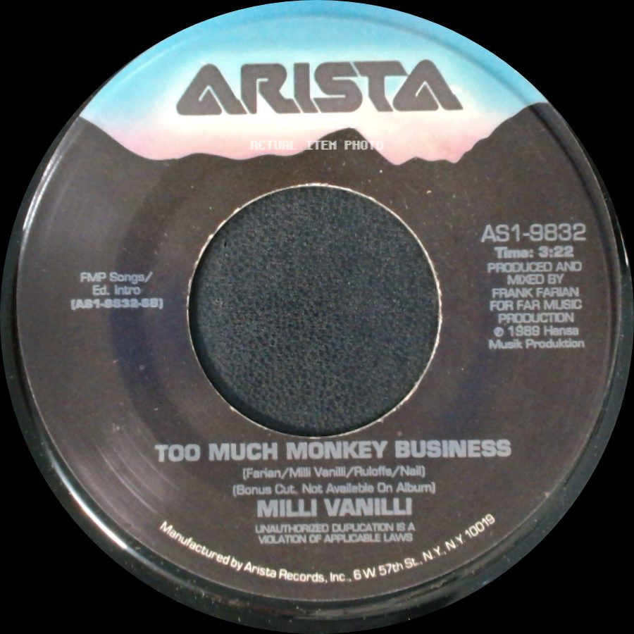 Milli Vanilli - Baby Don't Forget My Number / Too Much Monkey Business side B