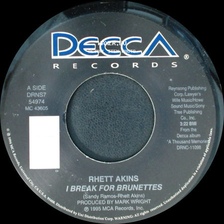 Rhett Akins - I Break For Brunettes / I Brake For Brunettes (Dance Mix) side A