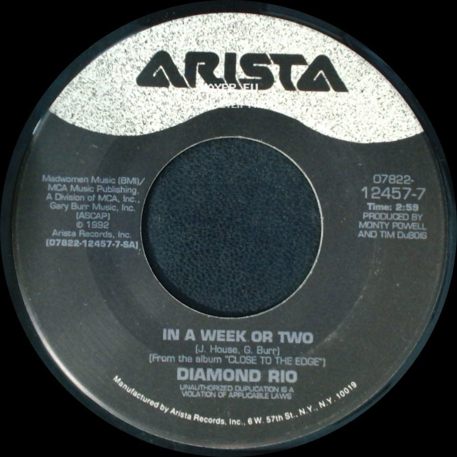 Diamond Rio - Close To The Edge / In A Week Or Two side B