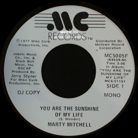 Marty Mitchell - You Are The Sunshine Of My Life / You Are The Sunshine Of My Life side A