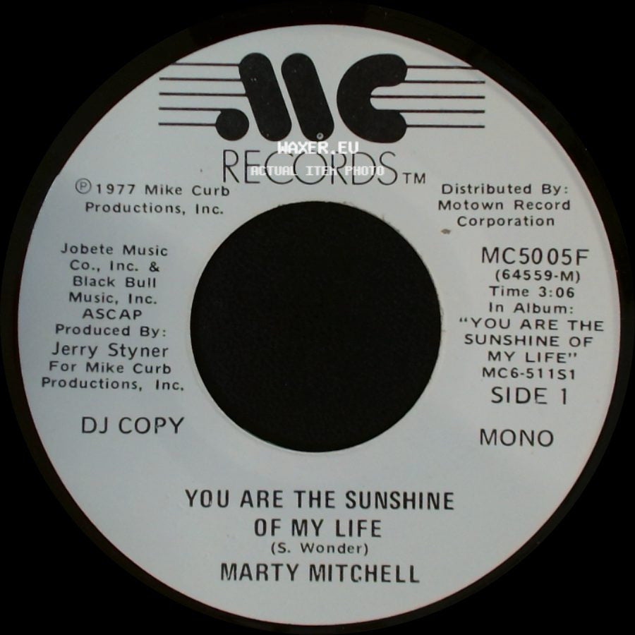 Marty Mitchell - You Are The Sunshine Of My Life / You Are The Sunshine Of My Life side A