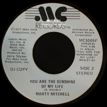 Marty Mitchell - You Are The Sunshine Of My Life / You Are The Sunshine Of My Life side B