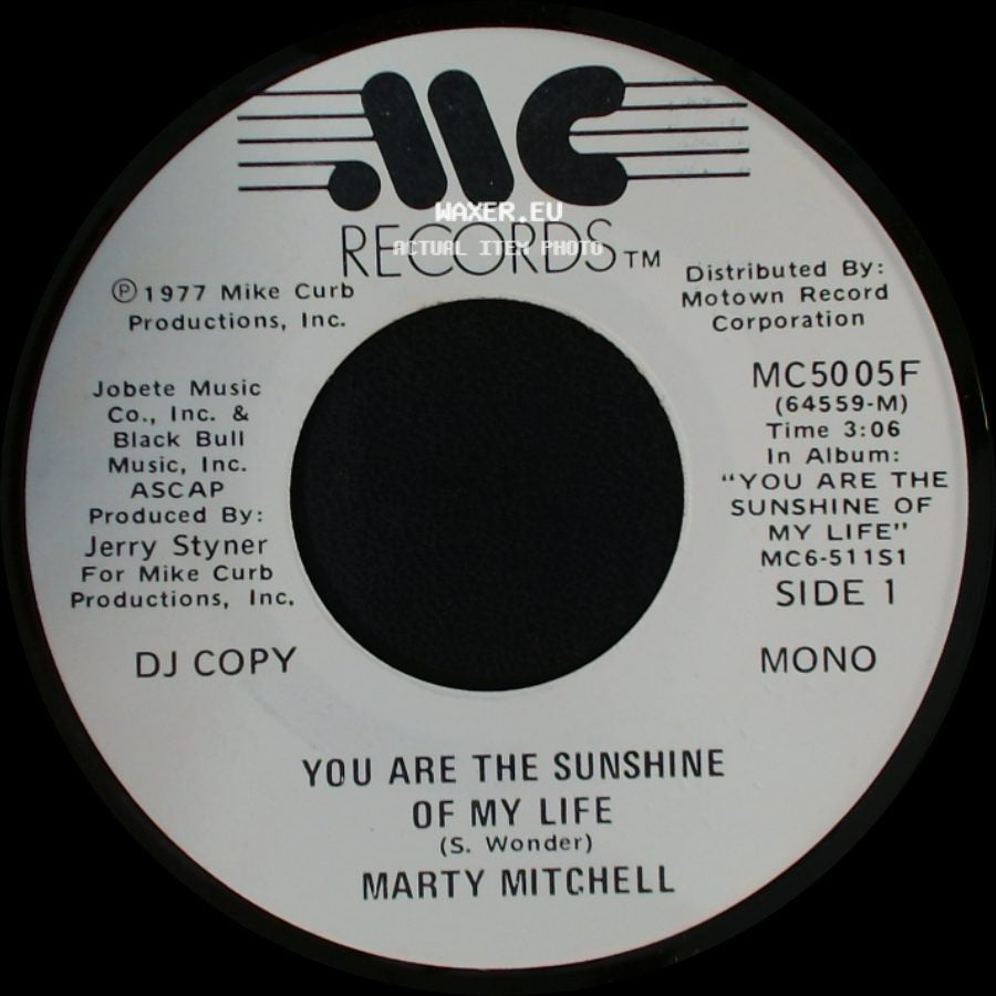 Marty Mitchell - You Are The Sunshine Of My Life / You Are The Sunshine Of My Life side A