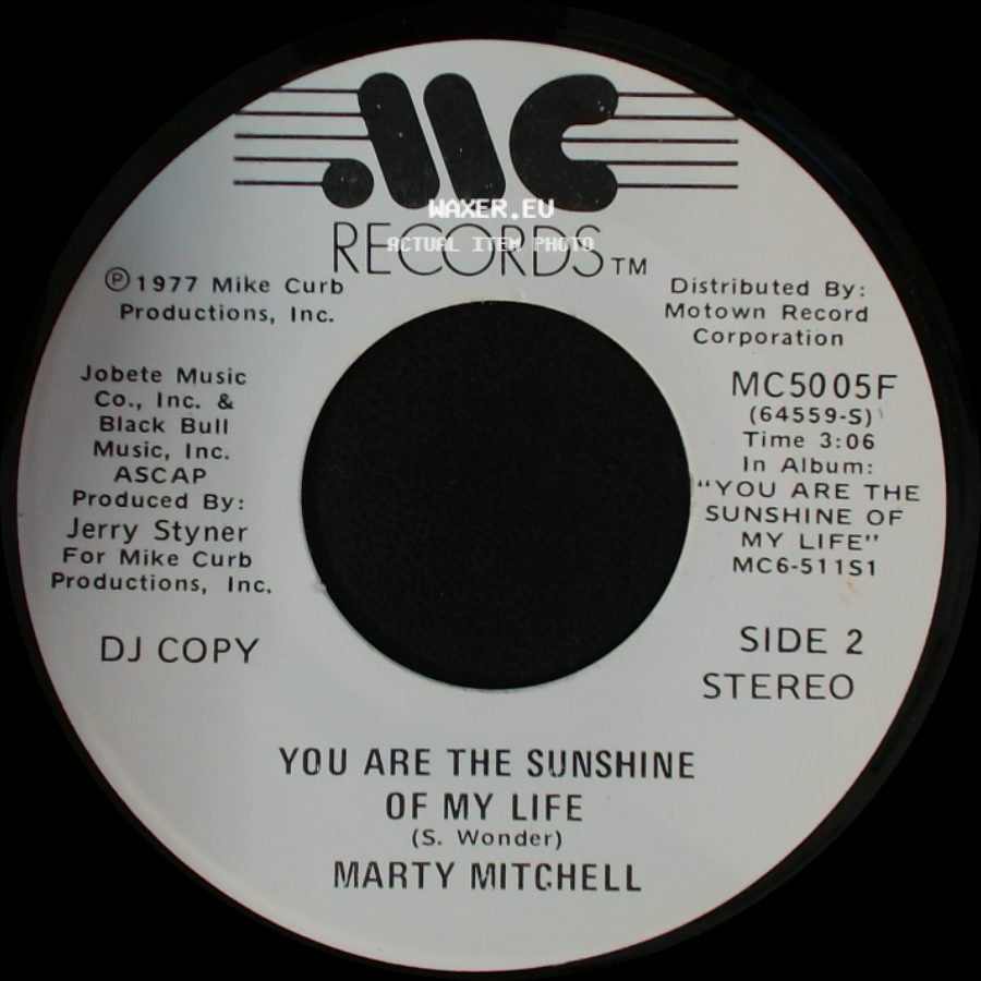 Marty Mitchell - You Are The Sunshine Of My Life / You Are The Sunshine Of My Life side B