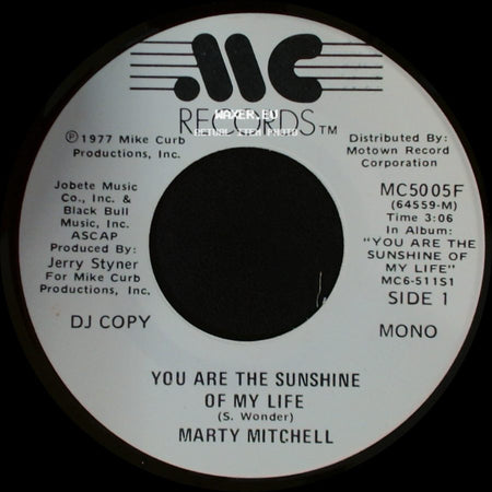 Marty Mitchell - You Are The Sunshine Of My Life / You Are The Sunshine Of My Life side A