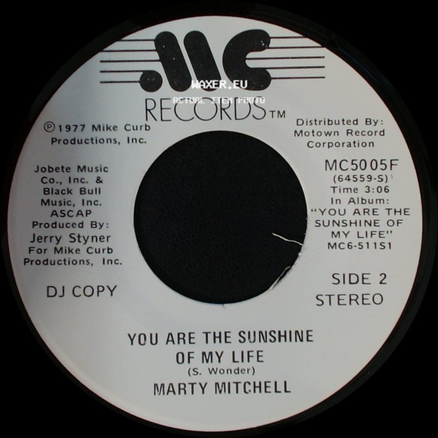 Marty Mitchell - You Are The Sunshine Of My Life / You Are The Sunshine Of My Life side B