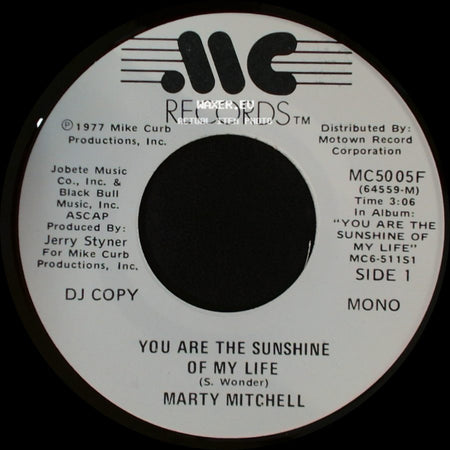 Marty Mitchell - You Are The Sunshine Of My Life / You Are The Sunshine Of My Life side A