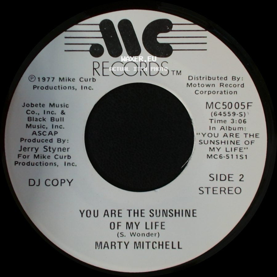 Marty Mitchell - You Are The Sunshine Of My Life / You Are The Sunshine Of My Life side B