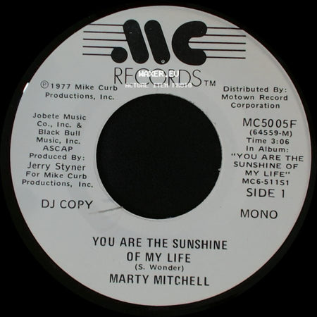 Marty Mitchell - You Are The Sunshine Of My Life / You Are The Sunshine Of My Life side A