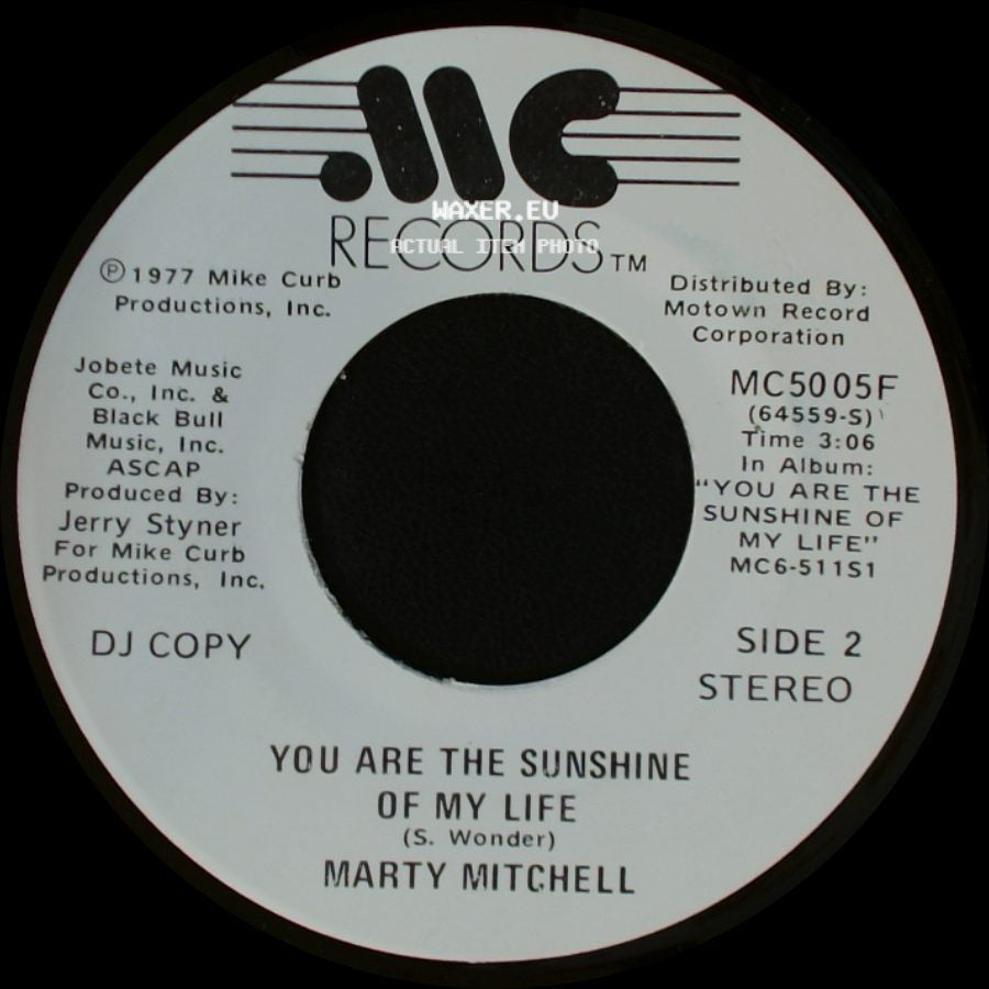 Marty Mitchell - You Are The Sunshine Of My Life / You Are The Sunshine Of My Life side B