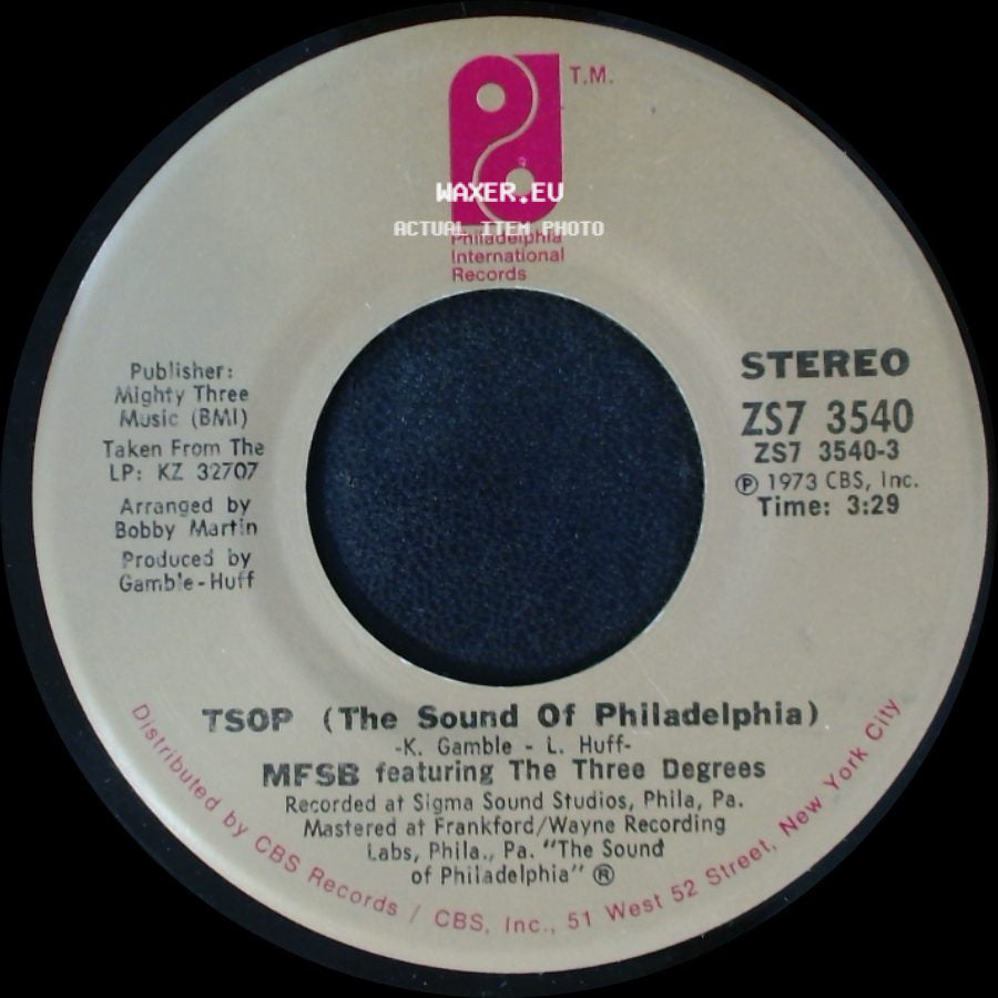 Mfsb Featuring The Three Degrees / Mfsb Featuring Thom Bell - Tsop (The Sound Of Philadelphia) / Something For Nothing side A