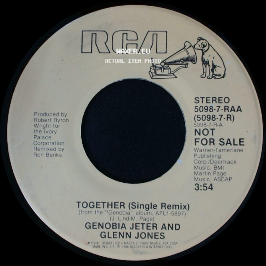 Genobia Jeter And Glenn Jones - Together (Single Remix) / Together (Single Remix) side A