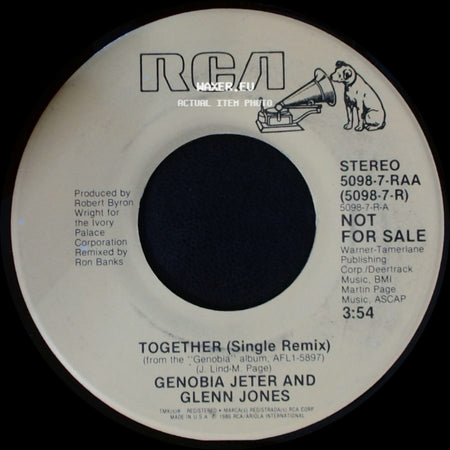 Genobia Jeter And Glenn Jones - Together (Single Remix) / Together (Single Remix) side B