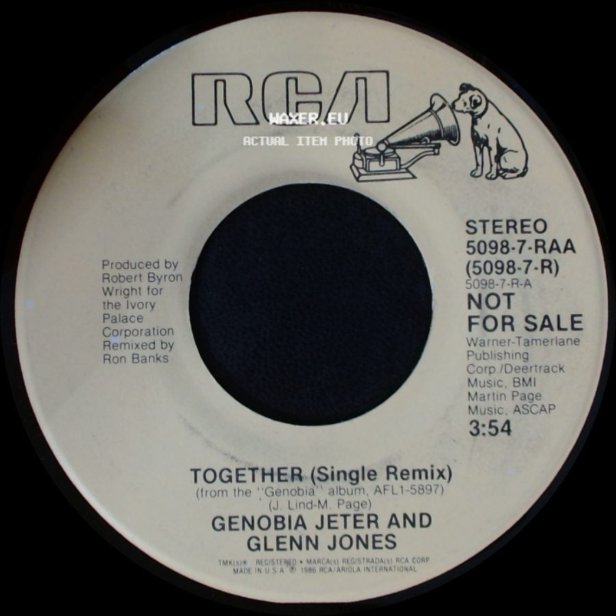 Genobia Jeter And Glenn Jones - Together (Single Remix) / Together (Single Remix) side B