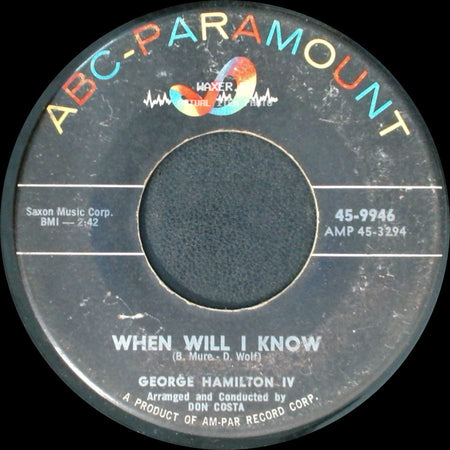 George Hamilton Iv - Your Cheatin' Heart / When Will I Know side B