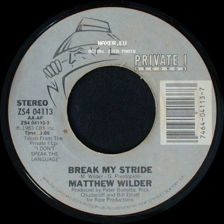 Matthew Wilder - Break My Stride (Instrumental) / Break My Stride side B