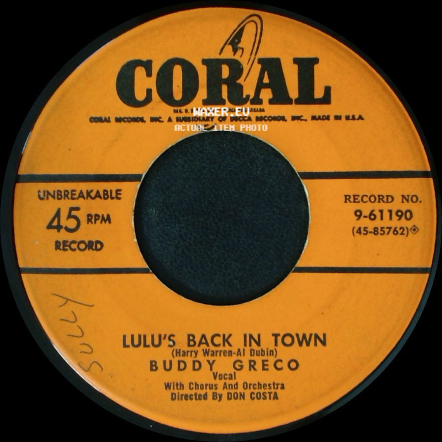Buddy Greco - Lulu's Back In Town / What Word Is Sweeter Than Sweetheart side A