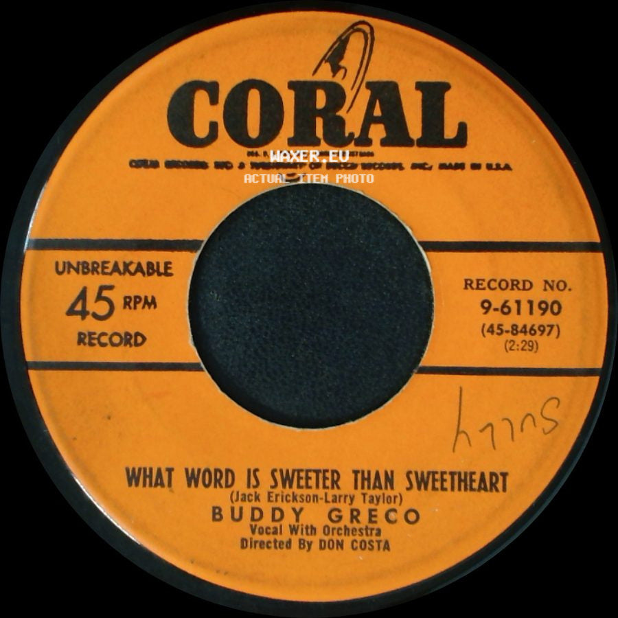 Buddy Greco - Lulu's Back In Town / What Word Is Sweeter Than Sweetheart side B