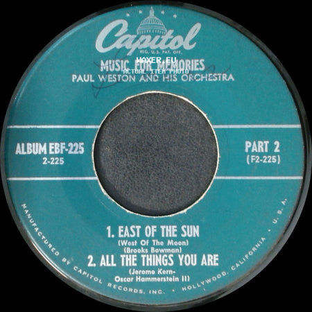 Paul Weston And His Orchestra - Music For Memories / Music For Memories side B