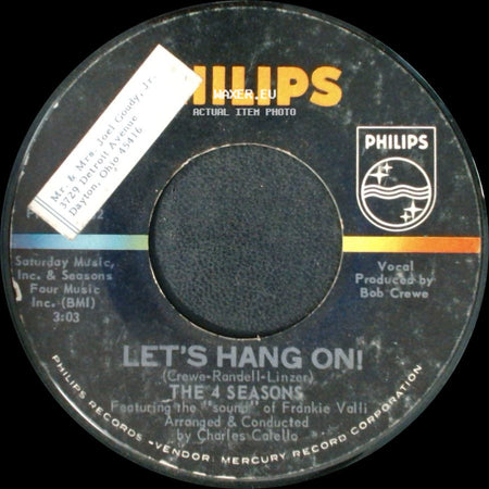 The 4 Seasons - On Broadway Tonight / Let's Hang On! side B