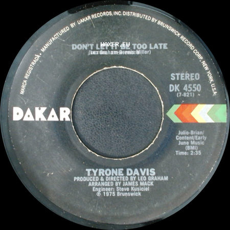 Tyrone Davis - Turning Point / Don't Let It Be Too Late side B