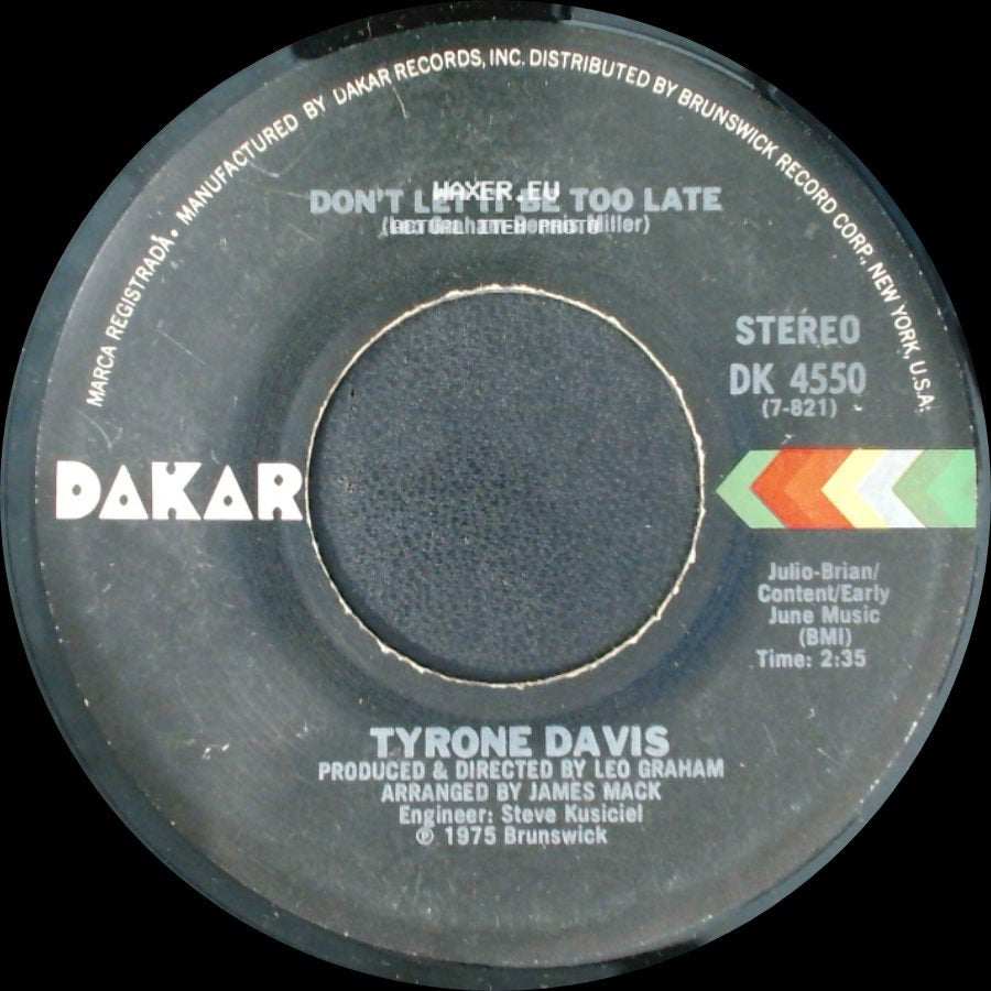 Tyrone Davis - Turning Point / Don't Let It Be Too Late side B