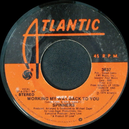 Spinners - Disco Ride / Working My Way Back To You side B