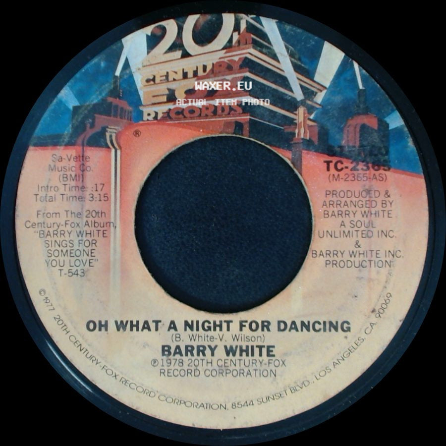 Barry White - Oh What A Night For Dancing / You're So Good You're Bad side A