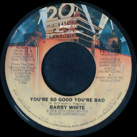 Barry White - Oh What A Night For Dancing / You're So Good You're Bad side B