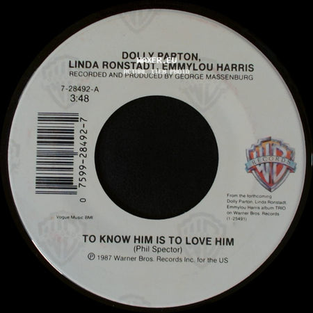 Dolly Parton, Linda Ronstadt, Emmylou Harris - Farther Along / To Know Him Is To Love Him side B