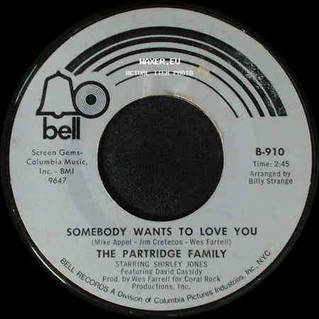 The Partridge Family - I Think I Love You / Somebody Wants To Love You side B
