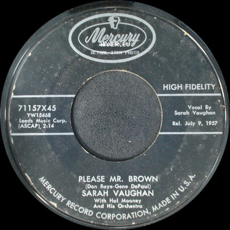 Sarah Vaughan - Please Mr. Brown / Band Of Angels side A