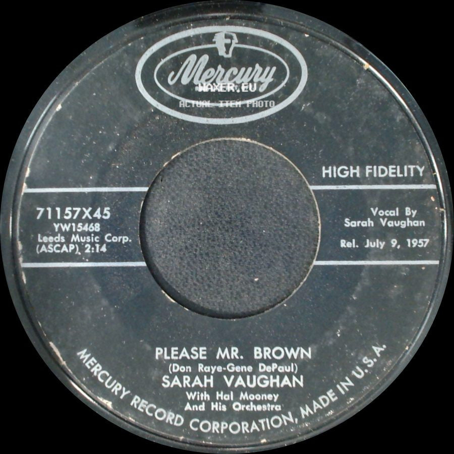Sarah Vaughan - Please Mr. Brown / Band Of Angels side A