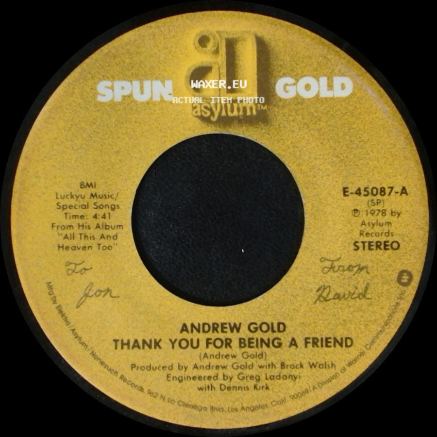 Andrew Gold - Lonely Boy / Thank You For Being A Friend side B