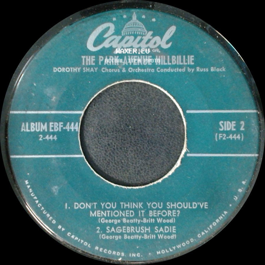 Dorothy Shay - The Park Avenue Hillbille / The Park Avenue Hillbillie side B