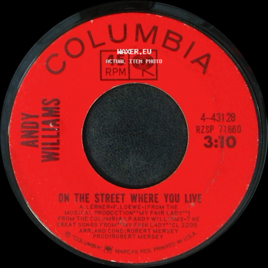 Andy Williams - Almost There / On The Street Where You Live side B